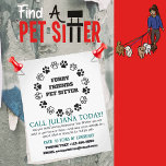 Furry Friends Pet Sitter Small Business Flyer<br><div class="desc">Unleash the Purr-fect Solution for Your Pet Care side hustle. 🐾 Create this flyer with your name and information and start your pet-sitting small business today. Featuring a cute circle of paw prints to use as your logo. Neon blue and grey lettering. Consider transferring this design onto business cards too!...</div>
