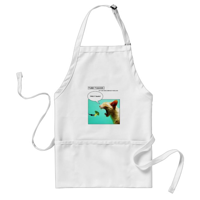 Furry Funnies ~ cat and broccoli Standard Apron (Front)