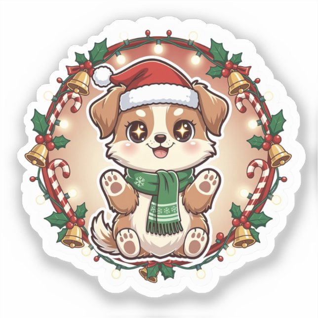 Furry Holiday Cheer Custom-Cut Vinyl Sticker (Front)