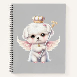 Furry Joy: Angel Wing Maltese Dog Puppy Gift Notebook
