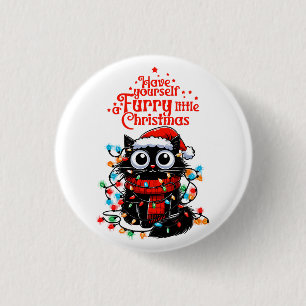 Furry Little Christmas 1 Inch Round Button
