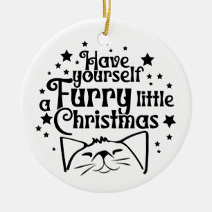 Furry Little Christmas Double Sided Ceramic Ornament