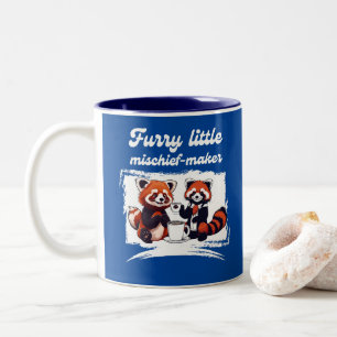 Furry little mischief-maker Red Panda & Coffee Two-Tone Coffee Mug