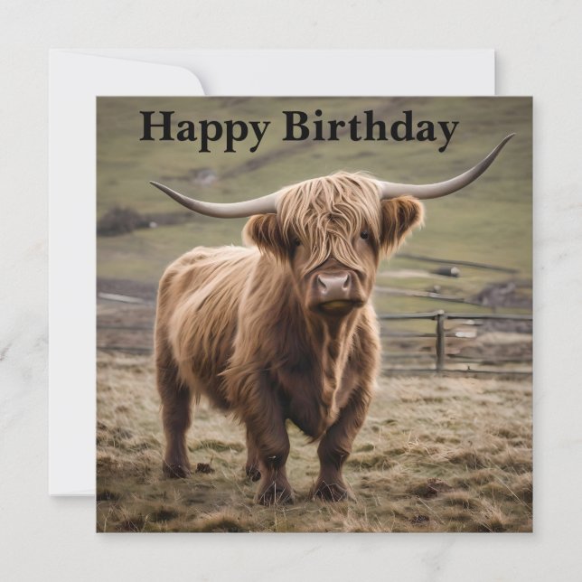 **"Furry Majesty: The Woolly Brown Highland Cow"** (Front)