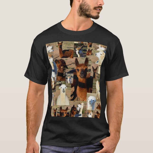 "Furry Moments: An Alpaca Photo Collage" T-Shirt (Front)