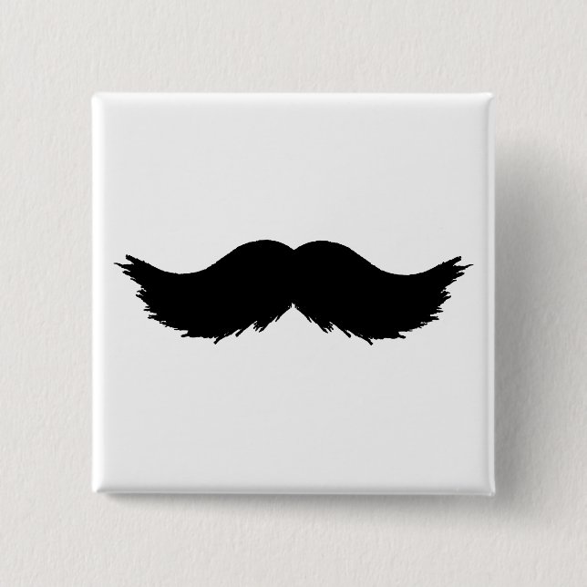 Furry Moustache/Moustache 2 Inch Square Button (Front)