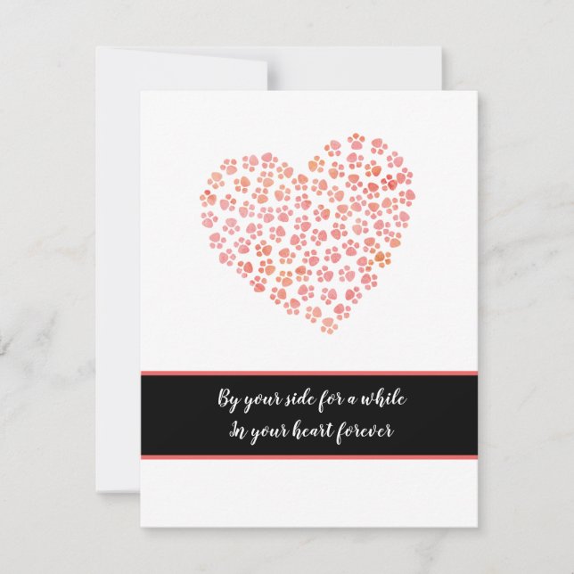Furry Pet Dog Cat Sympathy Concern Heart Paws Flat Card (Front)