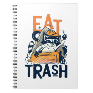 Furry Raccoon with Eat Trash Text Notebook