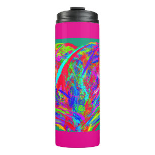 Furry Rainbow Colored Flower Thermal Tumbler