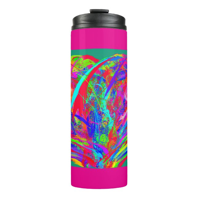 Furry Rainbow Colored Flower Thermal Tumbler (Front)