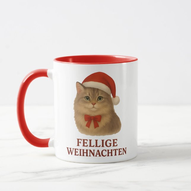 Furry Siberian Christmas Cat Mug (Left)