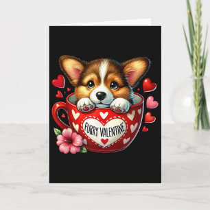 Furry Valentine Adorable Corgi Puppy Love  Card