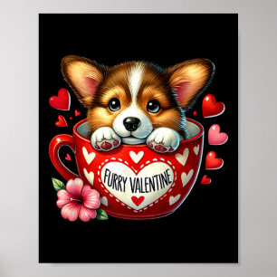 Furry Valentine Adorable Corgi Puppy Love  Poster