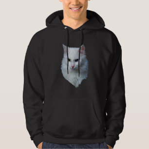 Furry White Cat With Blue And Green Eyes Hoodie