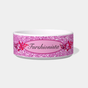 Furshionista Pink Faux Glitter Pet Bowl