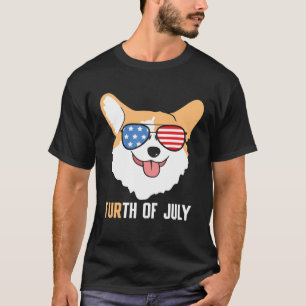 FURth 4th Of July Corgi Dog American Flag Sunglas T-Shirt