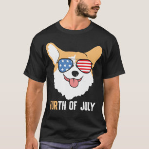 FURth 4th Of July Corgi Dog  American Flag Sunglas T-Shirt