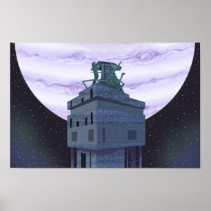 Furthest planet and a decaying observation tower. poster