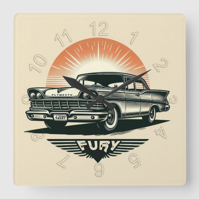 Fury Square Wall Clock (Front)