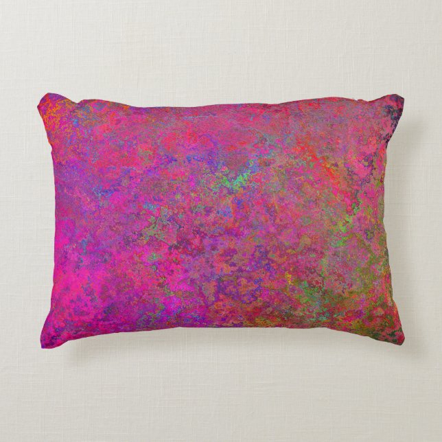 Fuschia and turquoise texture accent pillow (Front)
