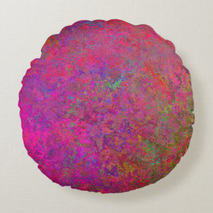 Fuschia and turquoise texture round pillow