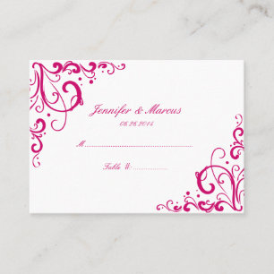 Fuschia et White Flourd Mariage Cartes de siège
