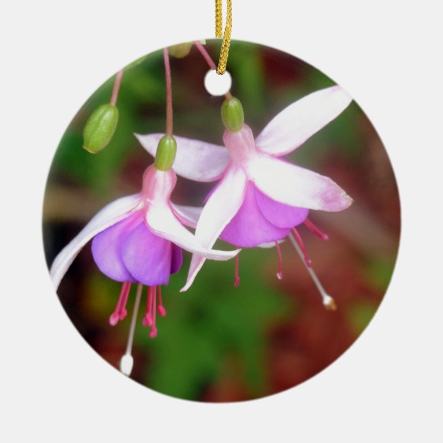 Fuschia Flowers Ceramic Ornament (Front)