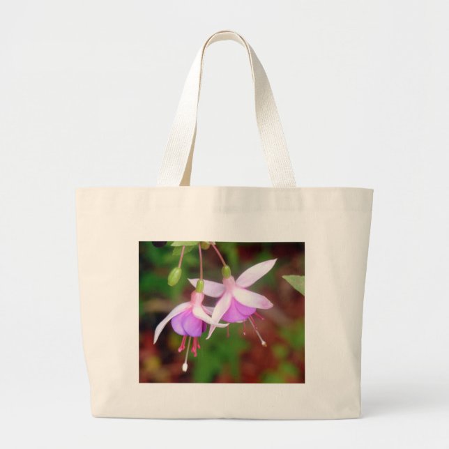 Fuschia Flowers Large Tote Bag (Front)