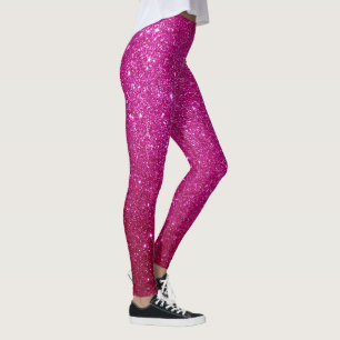 Fuschia Hot Pink Glitter And Glam Leggings
