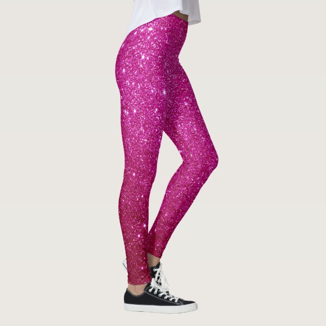 Fuschia Hot Pink Glitter And Glam Leggings (Right)