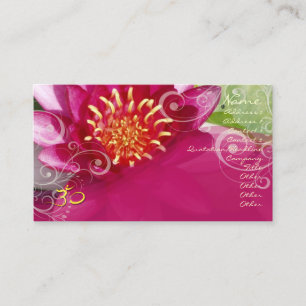 Fuschia lotus + pearly swirls business card