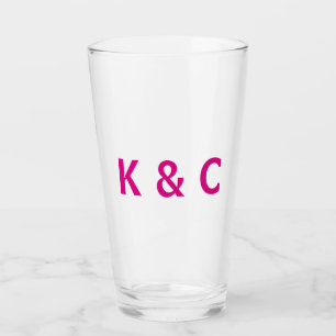 Fuschia Monogram Modern Wedding Glass