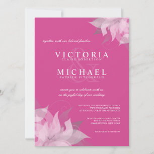 Fuschia Pink and White Floral Wedding Invitations