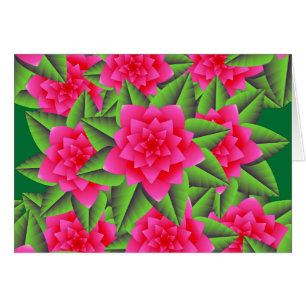 Fuschia Pink Camellias and Green Leaves