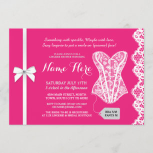Fuschia Pink Lingerie Shower Lace Bridal Invite