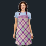 Fuschia Scottish Tartan Plaid Pattern Personalised Apron<br><div class="desc">Light fuschia plaid apron with option to personalise.</div>