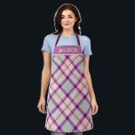 Fuschia Scottish Tartan Plaid Pattern Personalised Apron<br><div class="desc">Light fuschia plaid apron with option to personalise.</div>