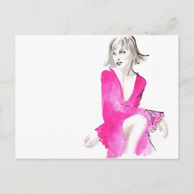 Fuschia Silk Postcard (Front)