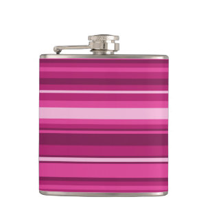 Fuschia stripes hip flask