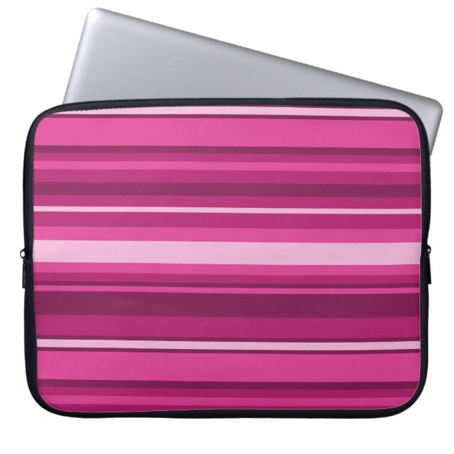 Fuschia stripes laptop sleeve (Front)