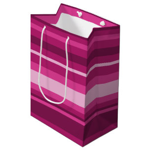 Fuschia stripes medium gift bag