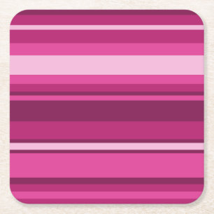Fuschia stripes square paper coaster