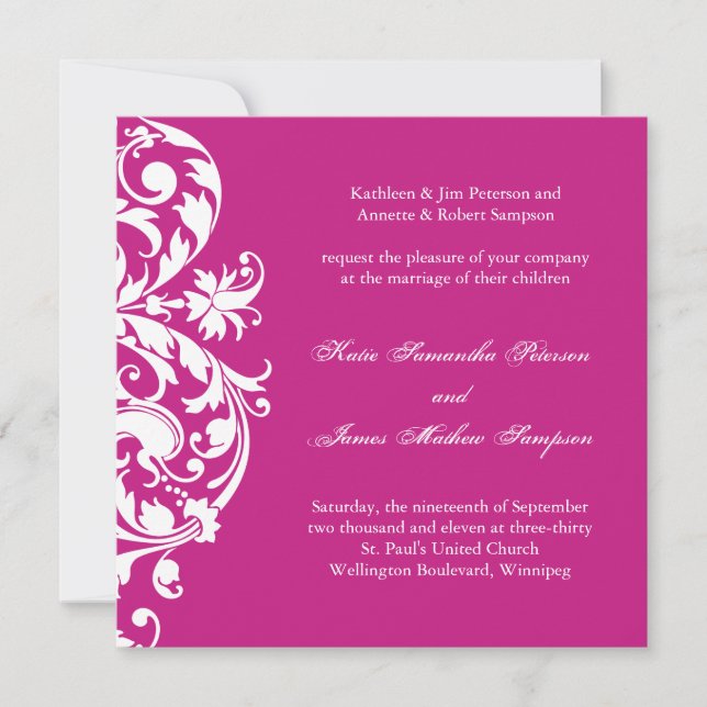 Fuschia Wedding Invitation (Front)