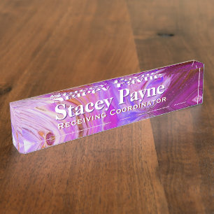 Fuscia Acrylique Flow Art Desk Plaque
