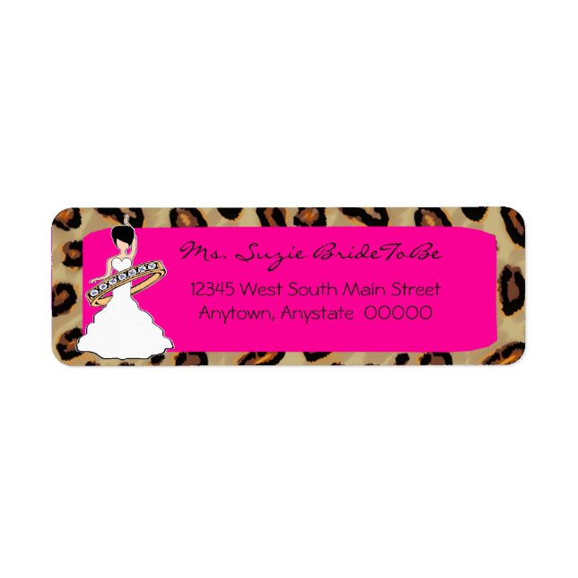 Fuscia Leopard Bride Address Labels (Front)