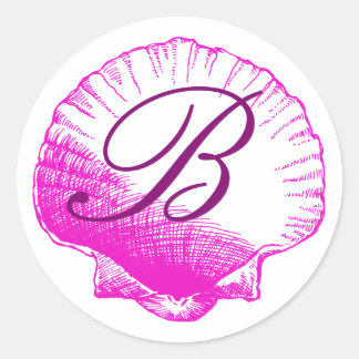 Fuscia Monogrammed Sea Shell Sticker