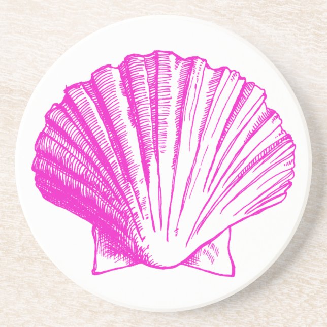 Fuscia Pink Seashell Coaster (Front)