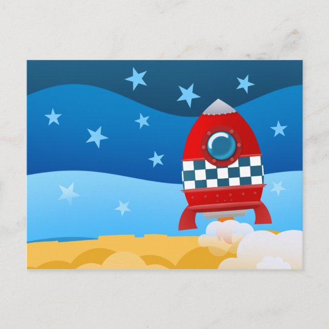 fusée spatiale - carte postale (Devant)