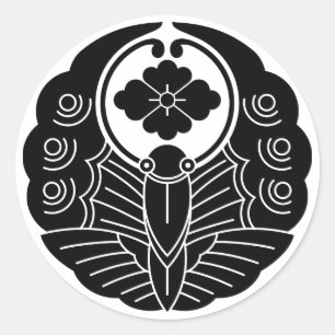 Fusen-style butterlfy with rhombic flower classic round sticker