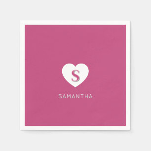 Fushcia Rose Pink Monogram Napkin